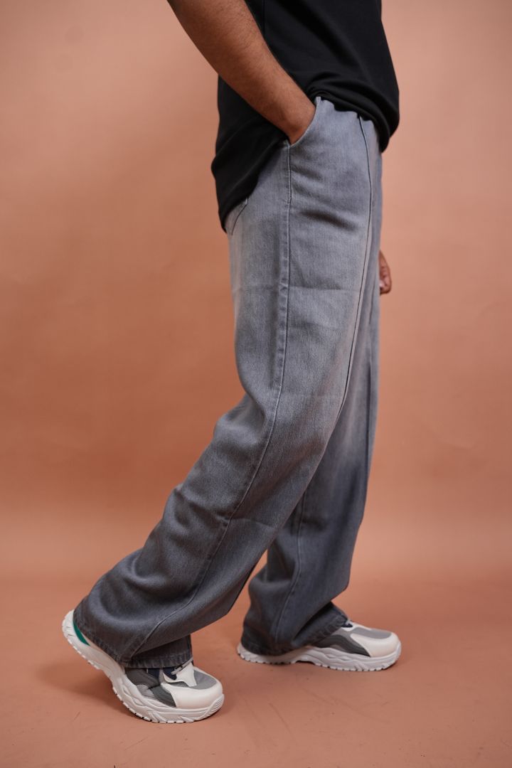 PLATTED SMOKEY Gray Denim Trouser (UNISEX)