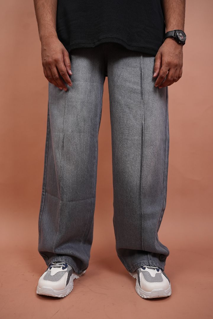 PLATTED SMOKEY Gray Denim Trouser (UNISEX)