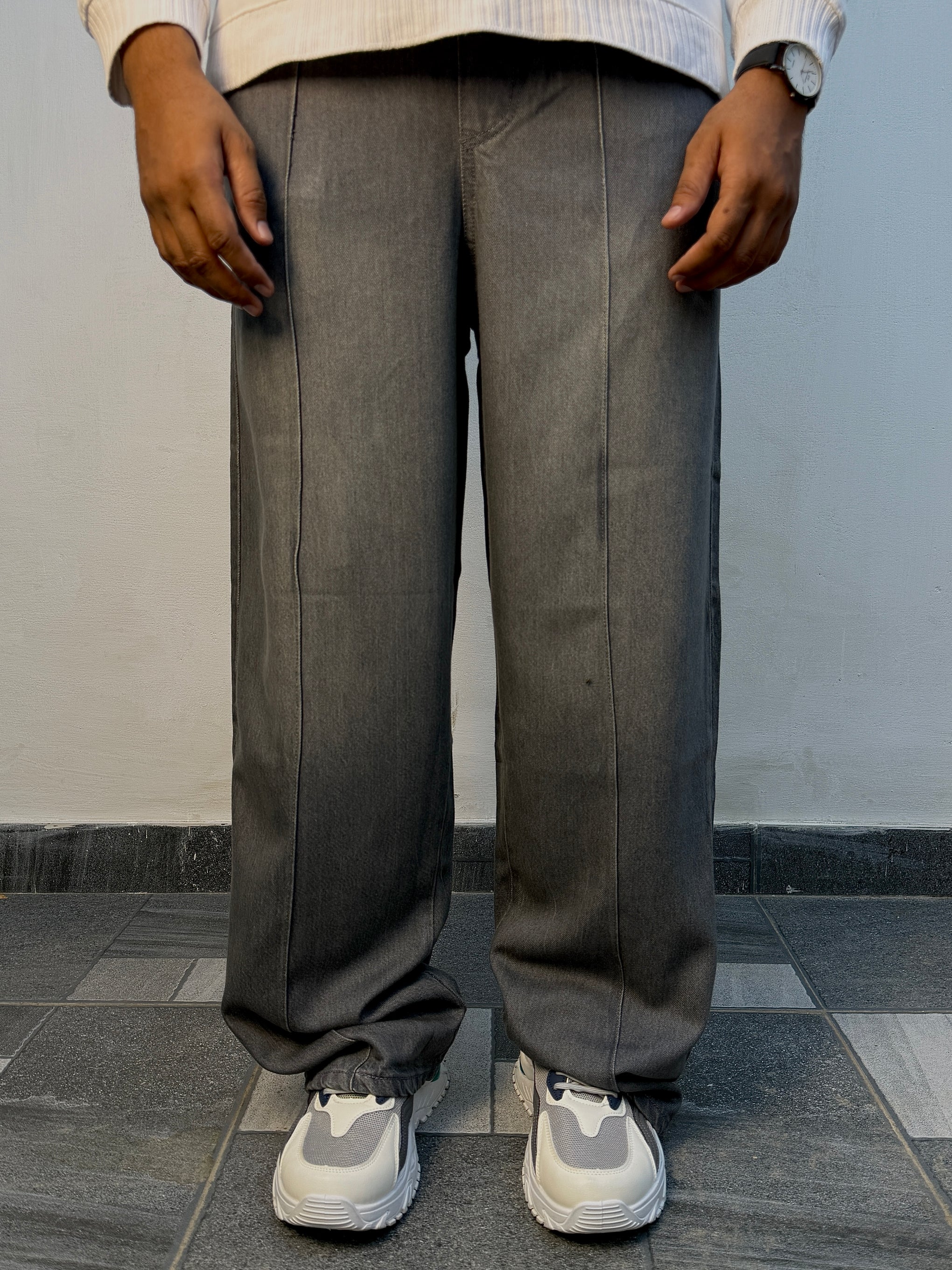 PLATTED ANTIQUE Gray Denim Trouser (UNISEX)