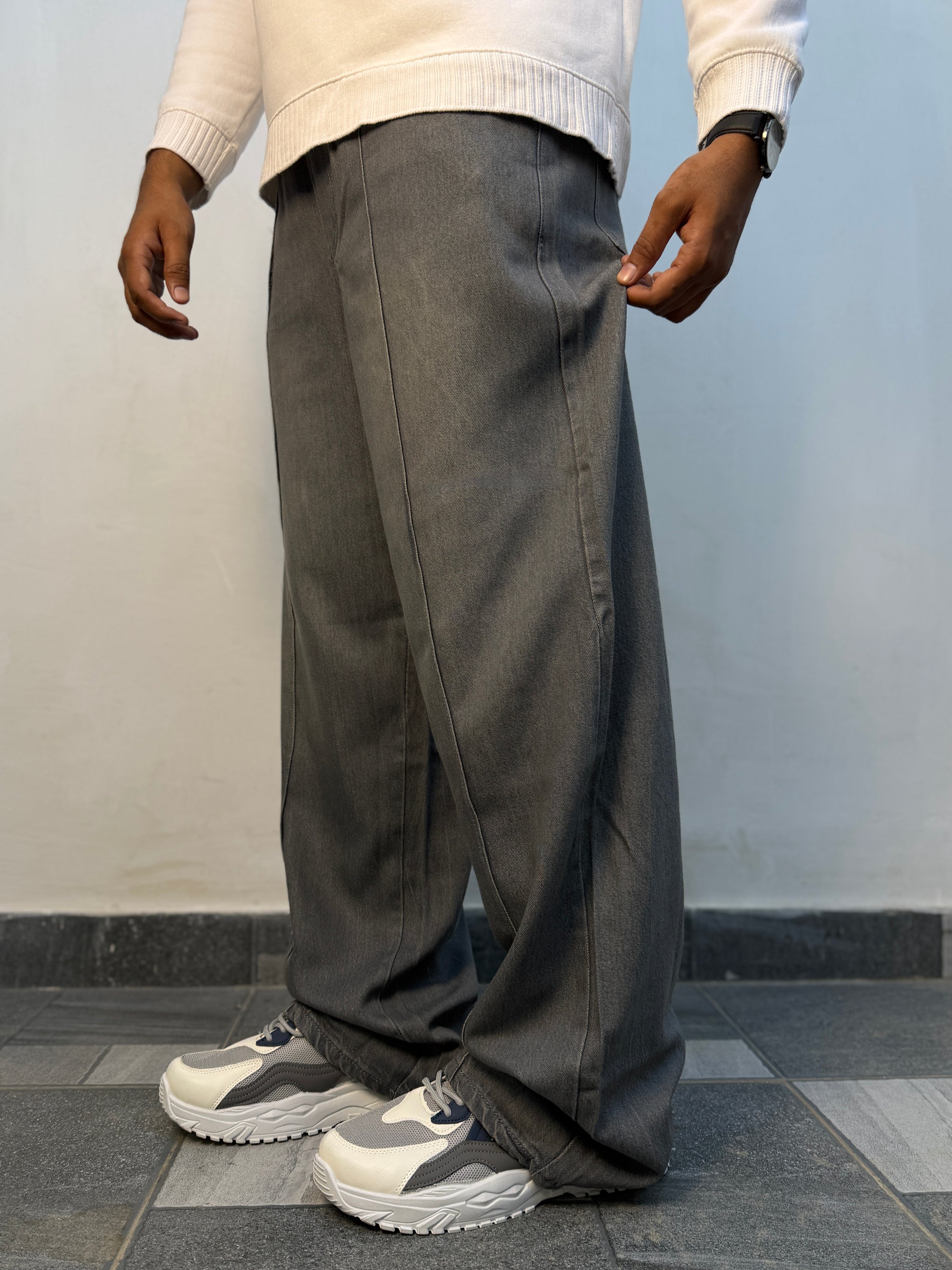 PLATTED ANTIQUE Gray Denim Trouser (UNISEX)