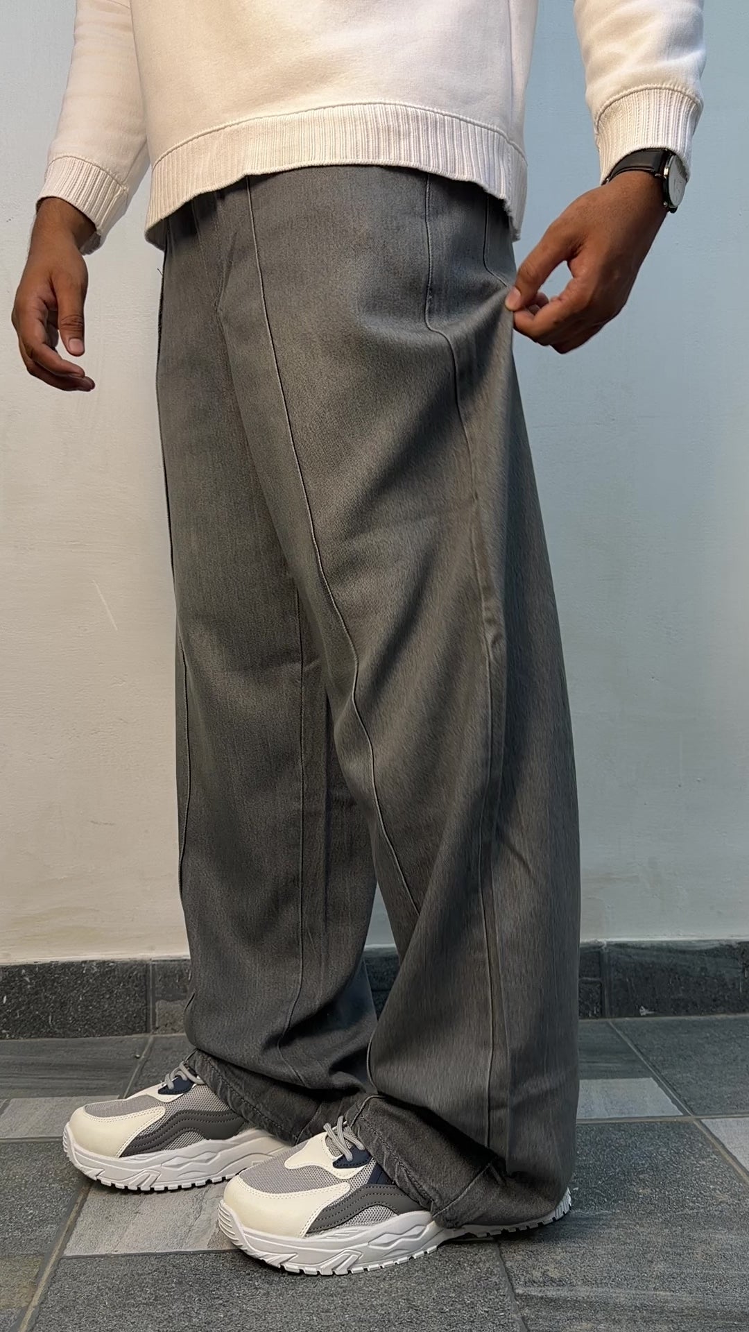 PLATTED ANTIQUE Gray Denim Trouser (UNISEX)